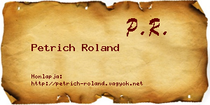 Petrich Roland névjegykártya